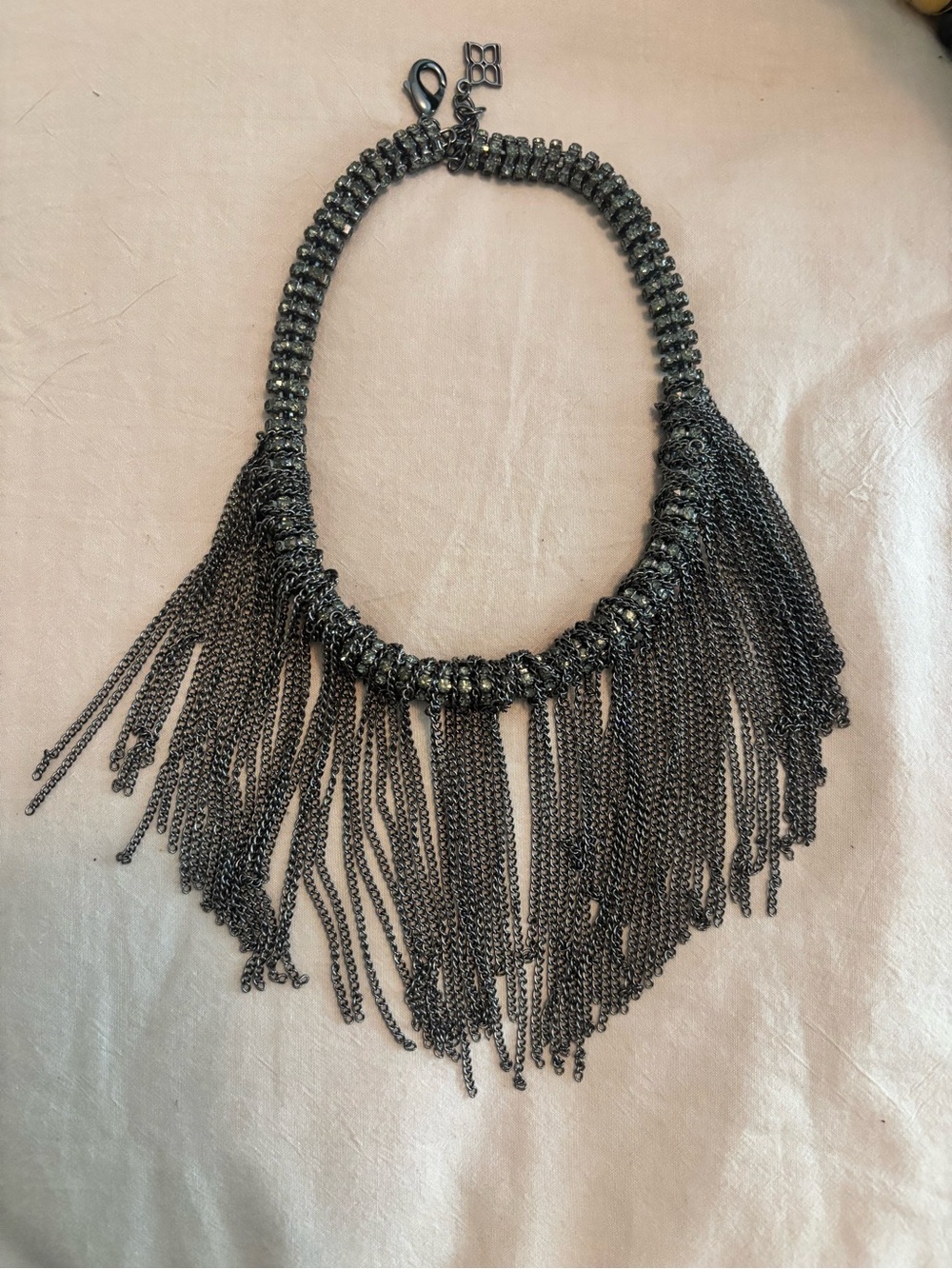 Bcbg Gunmetal Fringe Statement Necklace - Women Jewelry